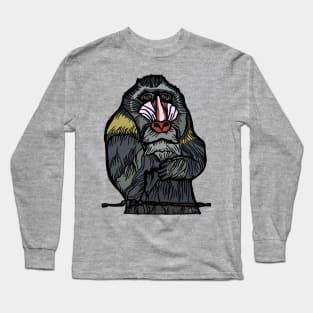 Painted Mandrill (transparent) Long Sleeve T-Shirt